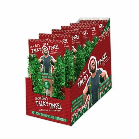 RARITY Uncle Bobs Christmas Light Up Tinsl Garland Suspenders, 24PK RA3310949